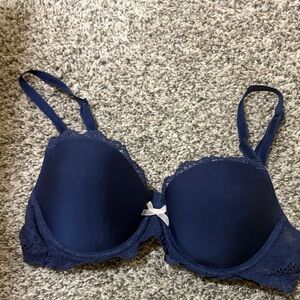 Elegant Navy Blue Lace Bra